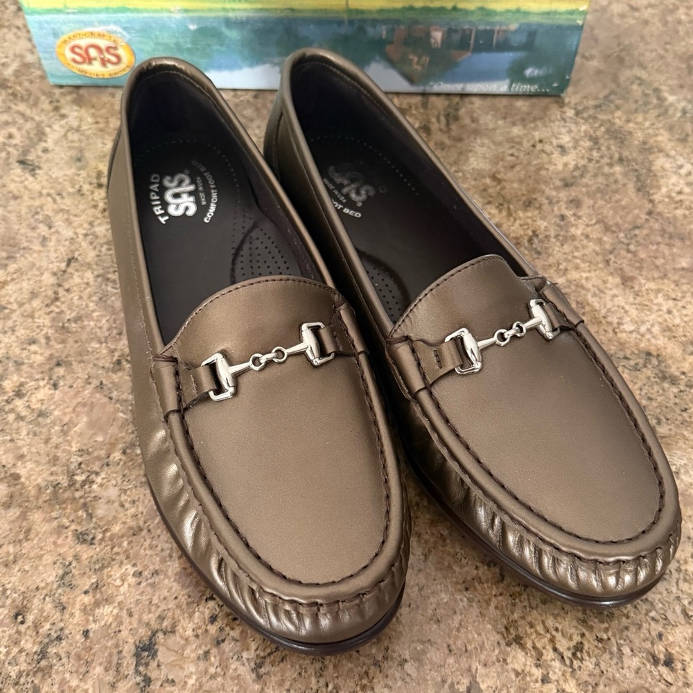 SAS Metro Bronze Comfort Womens Leather Loafer 10W New in Box Made in USA